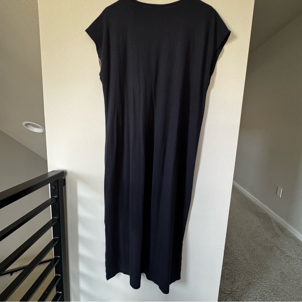 J.jill Cap Sleeve Floral Embroidered Blue cotton Maxi Midi Dress Sz M NWT - Picture 4 of 15